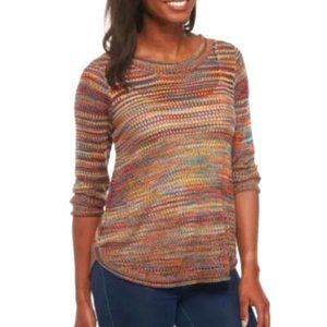 NWT Womens New Directions Three Quarter Sleeve Pointelle Sweater SIze: PM